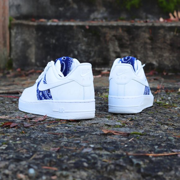 Nike Air Force 1 Blue bandana Sneaker Custom New With Tags - Picture 8 of 11